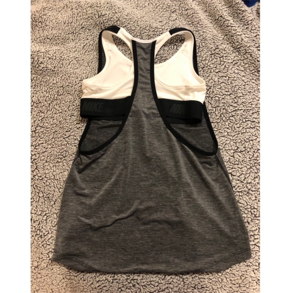 NWOT Nike Dri-Fit Grey Exercise Top w Built in Bra - Picture 3 of 4